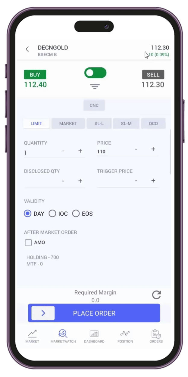stock prices and market performance in a mobile trading app watchlist.-3